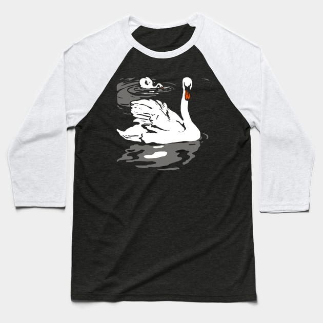 Victorian Swan on Water I Baseball T-Shirt by Pixelchicken